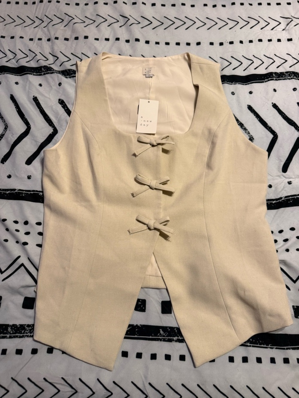 a new day Cream Tie-Front Sleeveless Top